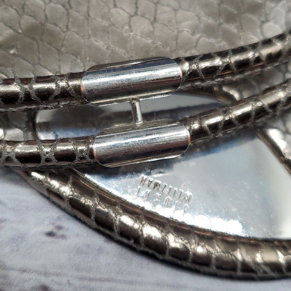 𝅺STUART WEITZMAN Pewter Silver‎ Snakeskin Python Print Embossed Wedge Sandals - Picture 12 of 12